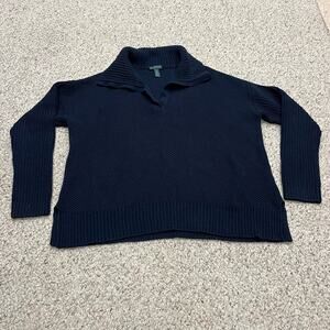 Lauren Ralph Lauren Knit Polo Sweater Sz XL Navy Blue Preppy Old Money Casual